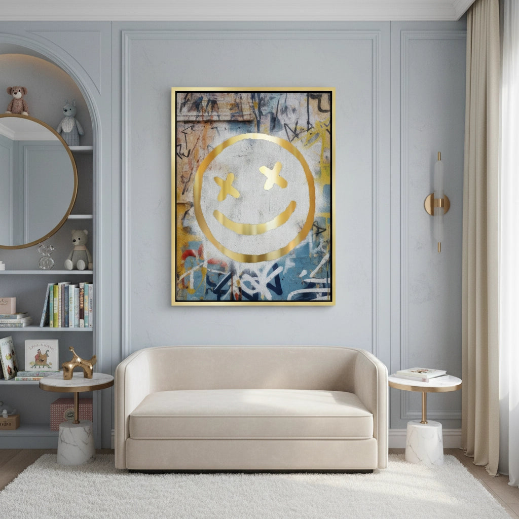 2Gold Smiley Face - Canvas