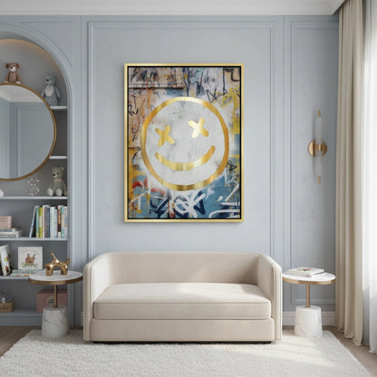 Gold Smiley Face - Canvas