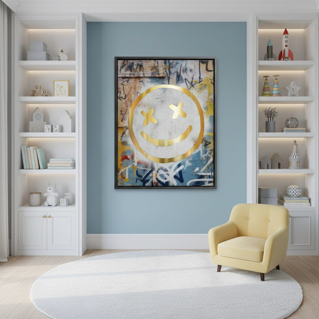 2Gold Smiley Face - Canvas