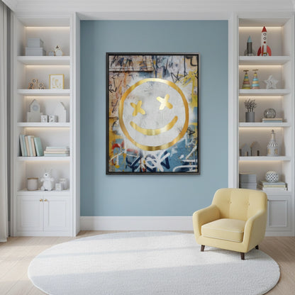 Gold Smiley Face - Canvas