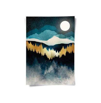 Gold Starry Mountain - Poster