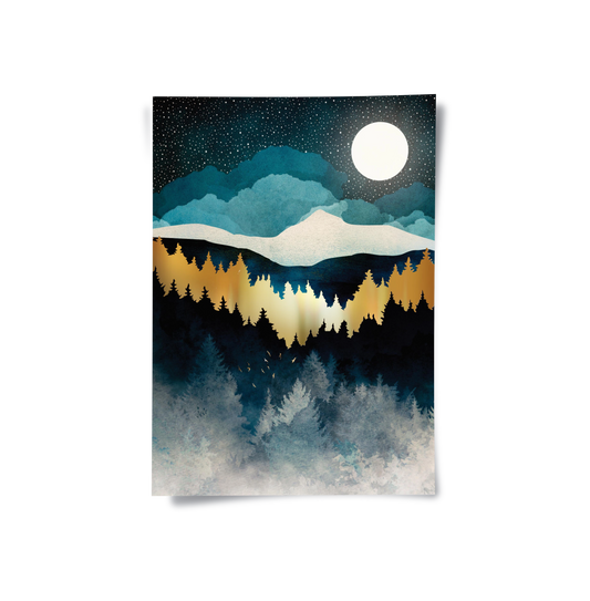 Gold Starry Mountain - Poster