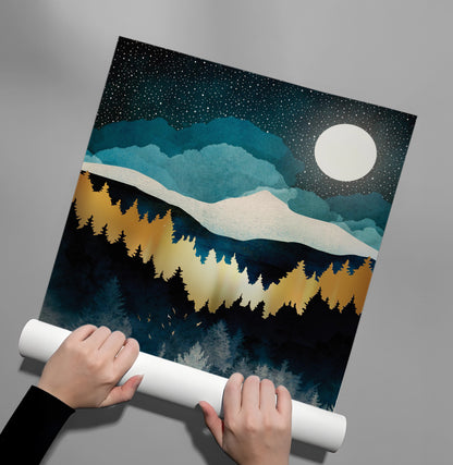 Gold Starry Mountain - Poster