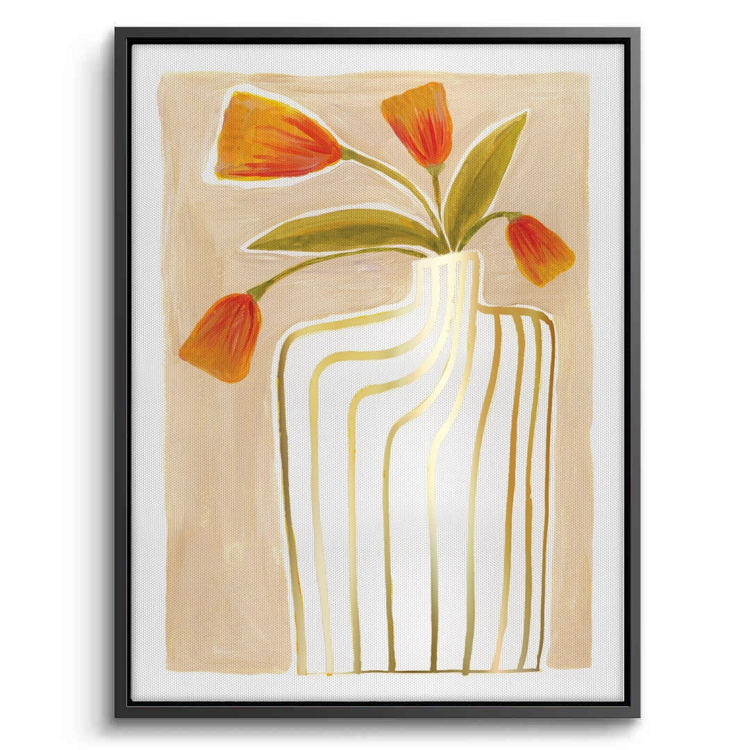 2Gold Stripe Vase - Canvas
