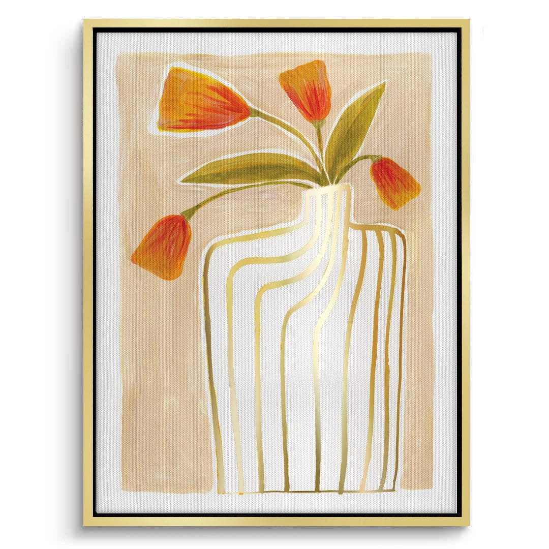 2Gold Stripe Vase - Canvas