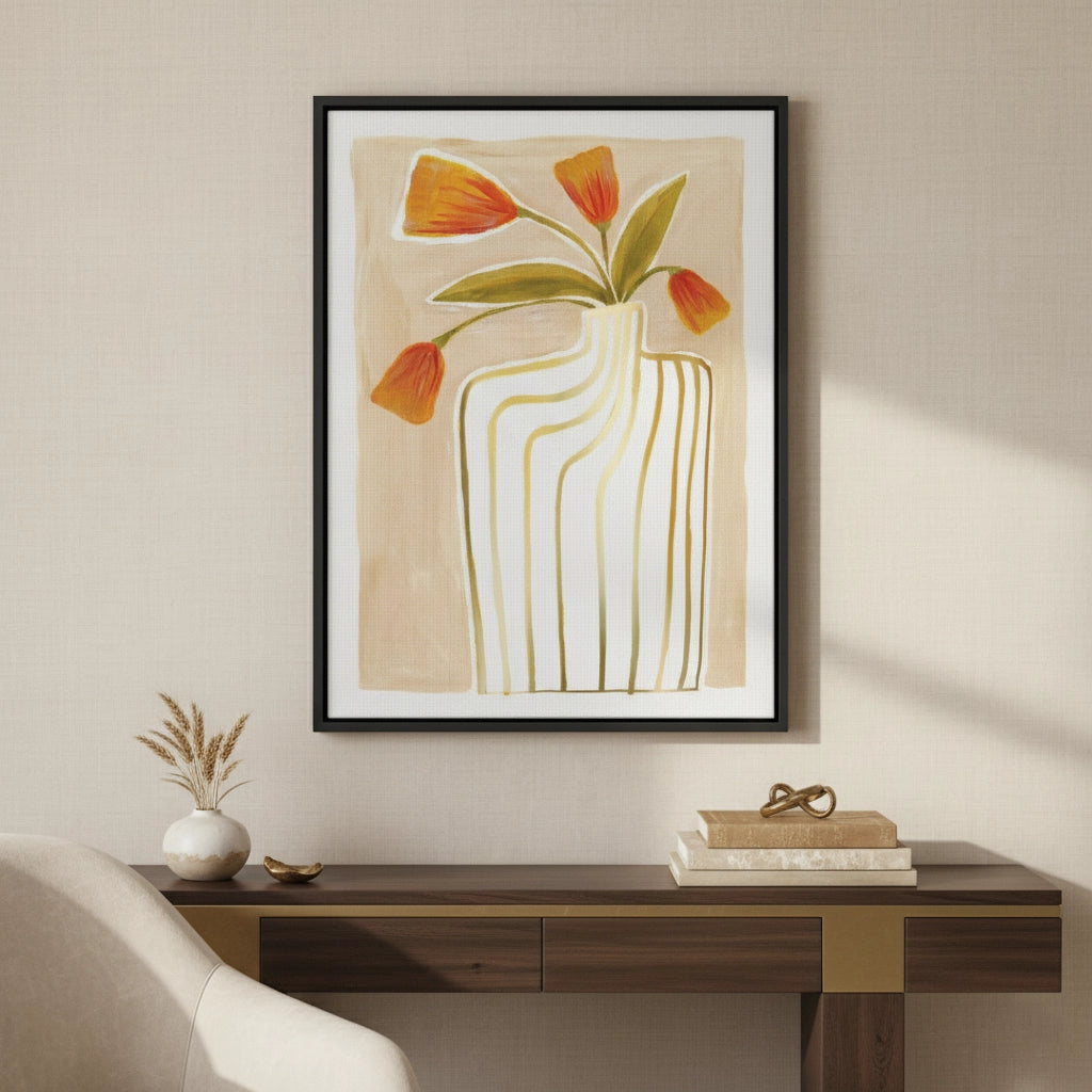 2Gold Stripe Vase - Canvas