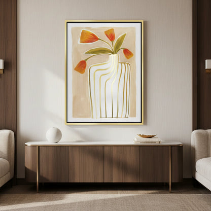 Gold Stripe Vase - Canvas