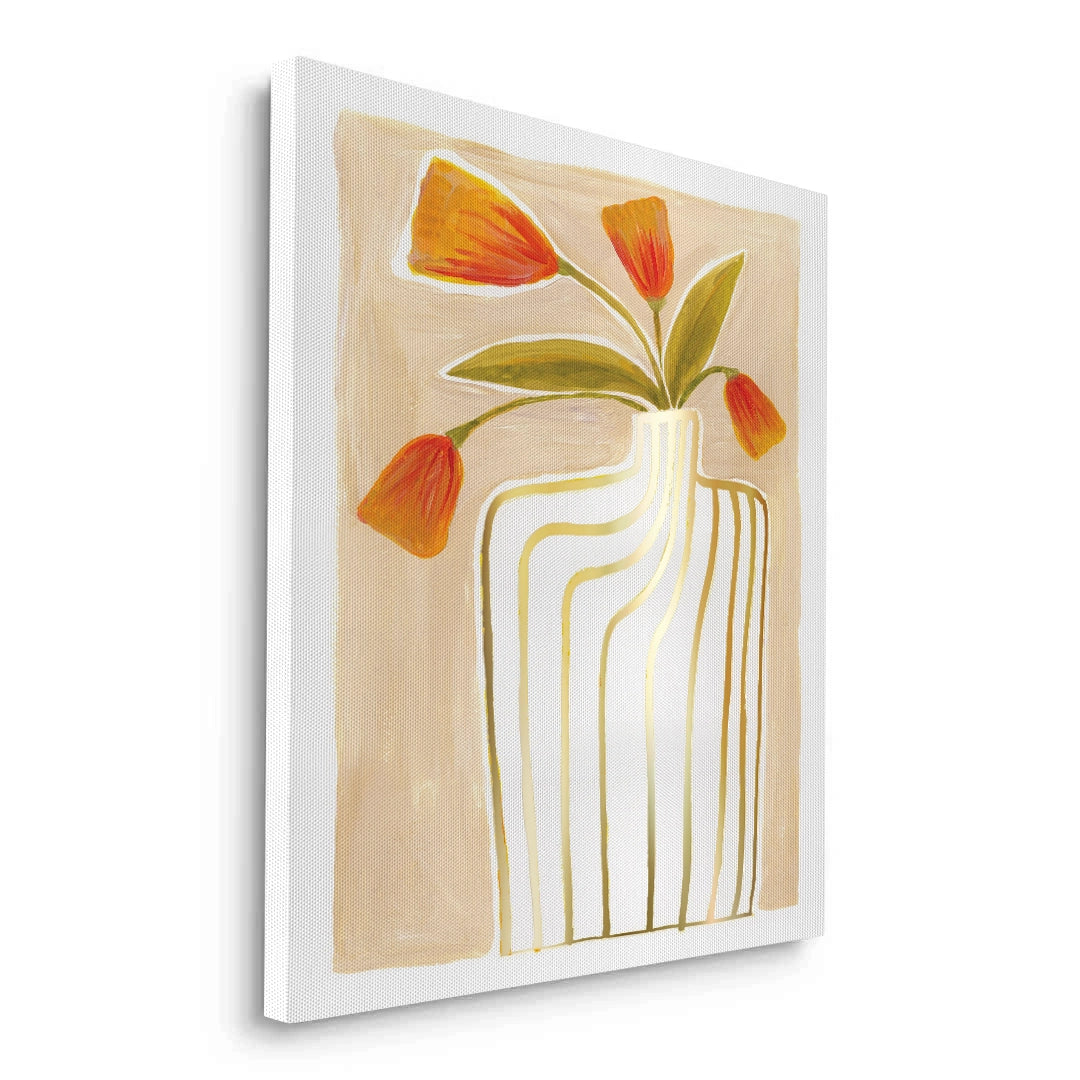 2Gold Stripe Vase - Canvas
