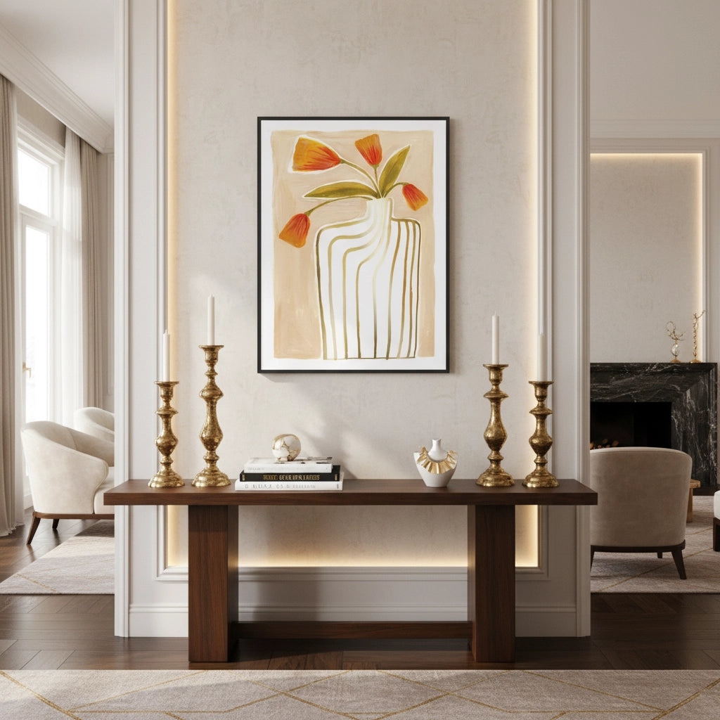 2Gold Stripe Vase - Fine Art - Jasmineart.ae