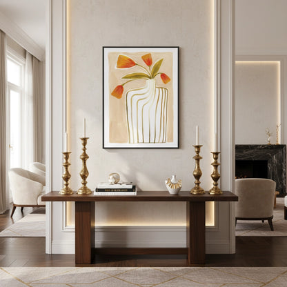 Gold Stripe Vase - Fine Art - Jasmineart.ae