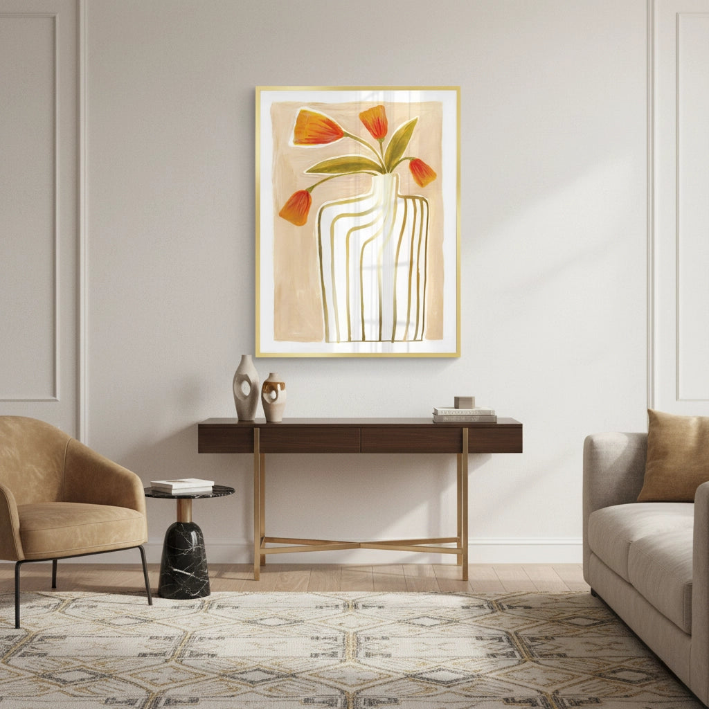 2Gold Stripe Vase - Fine Art - Jasmineart.ae