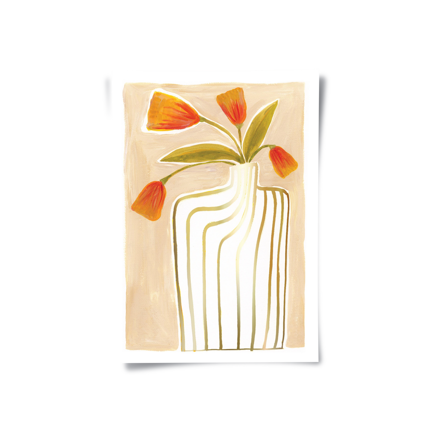 2Gold Stripe Vase - Poster