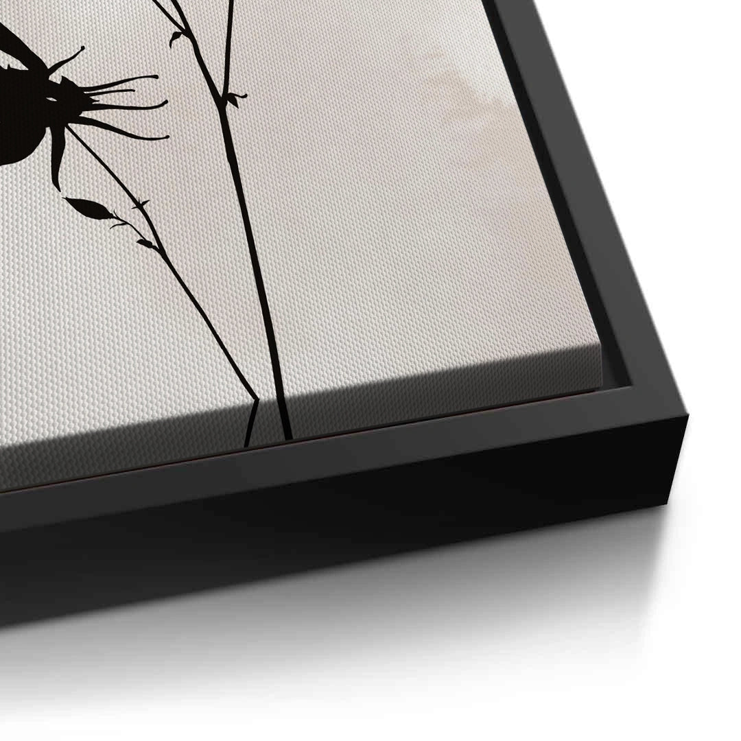 2Gold Sun and Black Flower  - Canvas