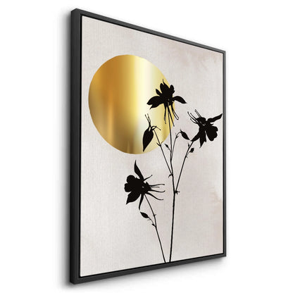 Gold Sun and Black Flower  - Canvas