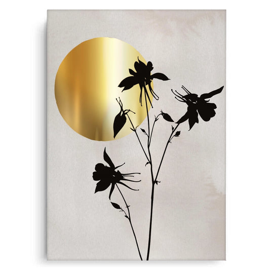 Gold Sun and Black Flower  - Canvas