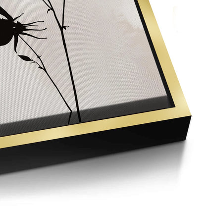 Gold Sun and Black Flower  - Canvas