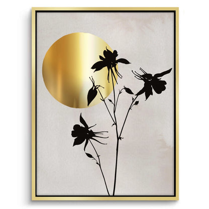Gold Sun and Black Flower  - Canvas