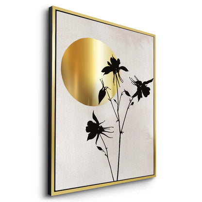Gold Sun and Black Flower  - Canvas