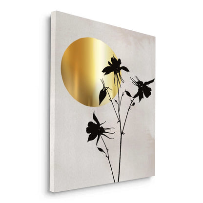 Gold Sun and Black Flower  - Canvas