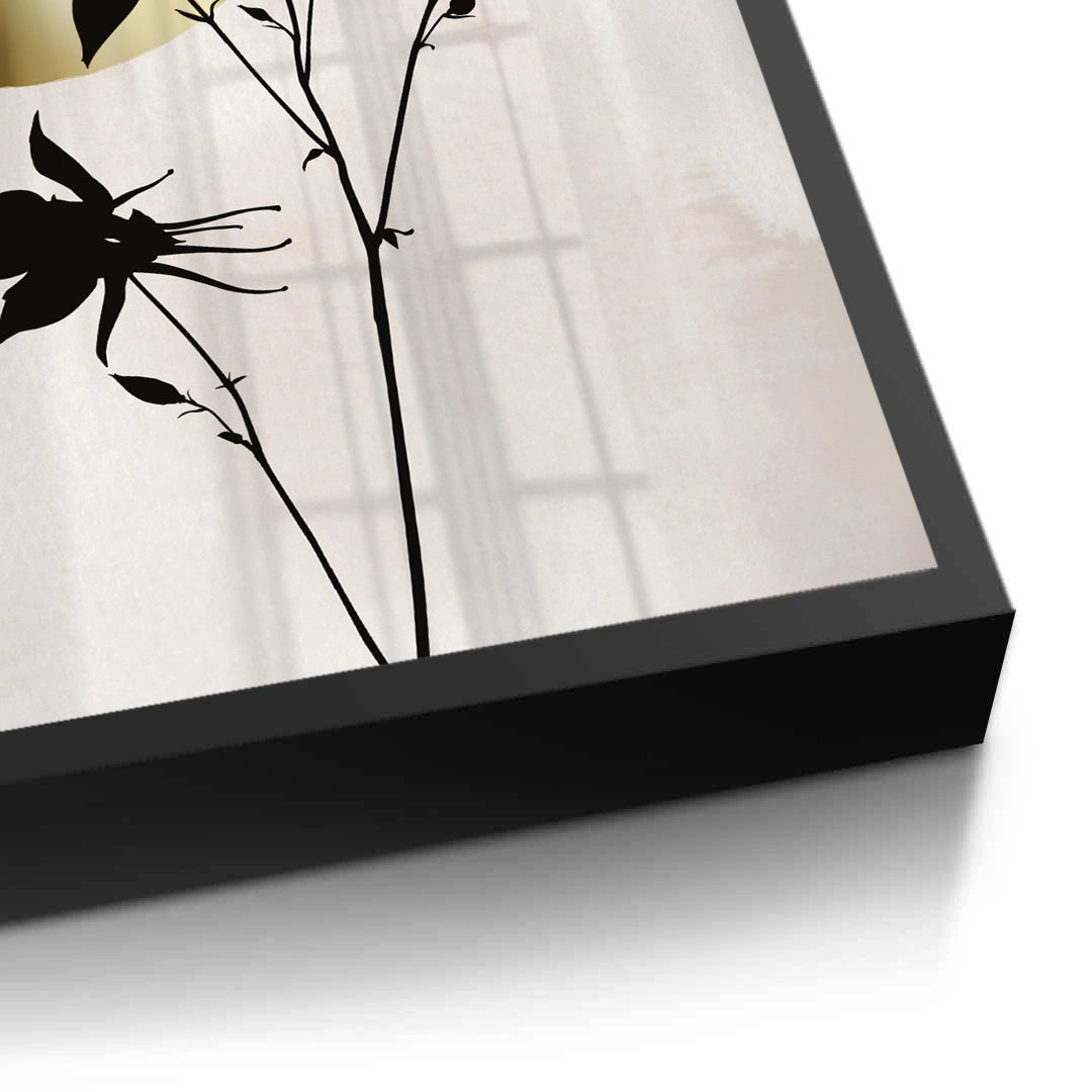 2Gold Sun and Black Flower - Fine Art