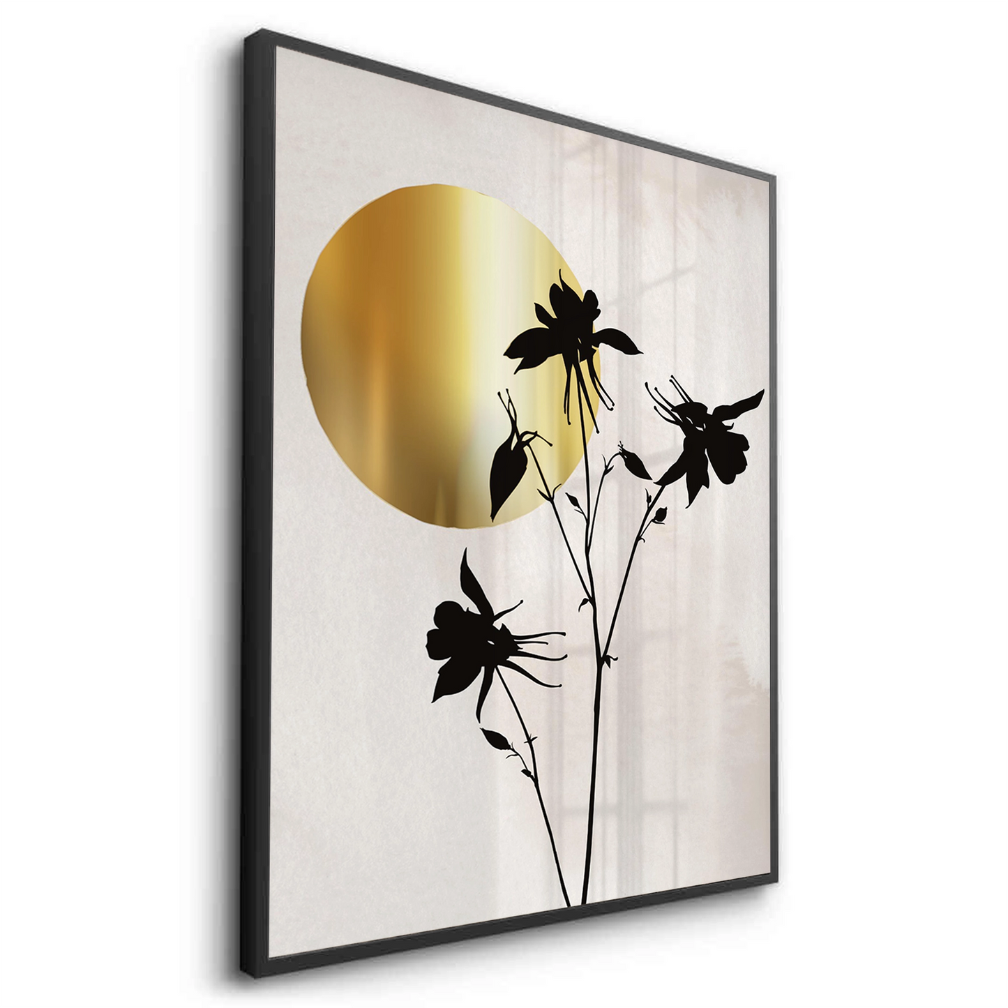 2Gold Sun and Black Flower - Fine Art