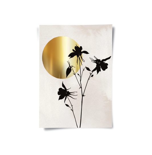 Gold Sun and Black Flower - Poster
