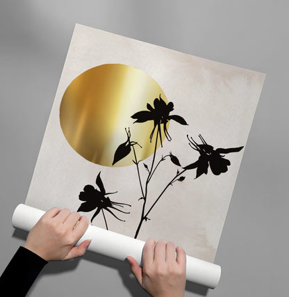 Gold Sun and Black Flower - Poster