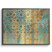 Gold Teal Pattern - Fine Art - Jasmineart.ae