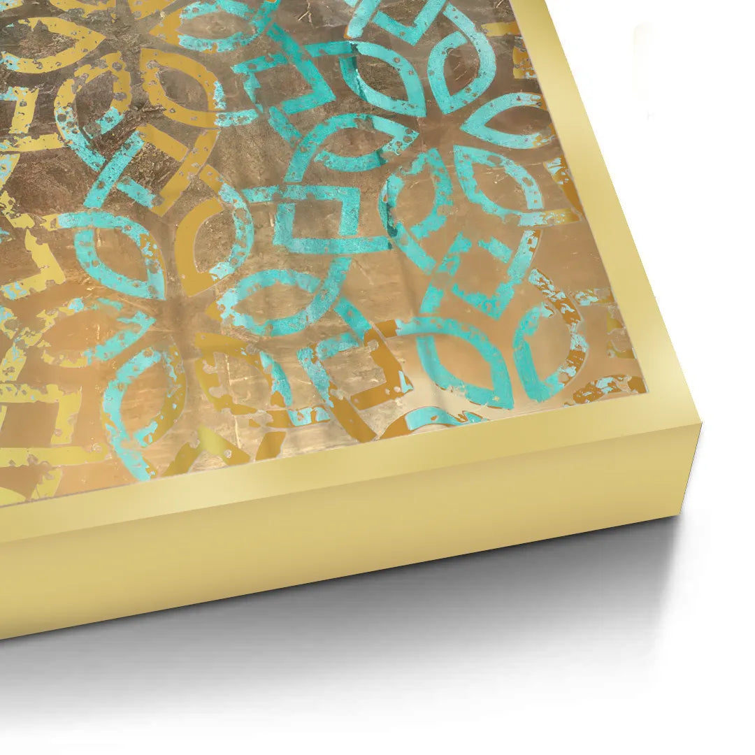 Gold Teal Pattern - Fine Art - Jasmineart.ae