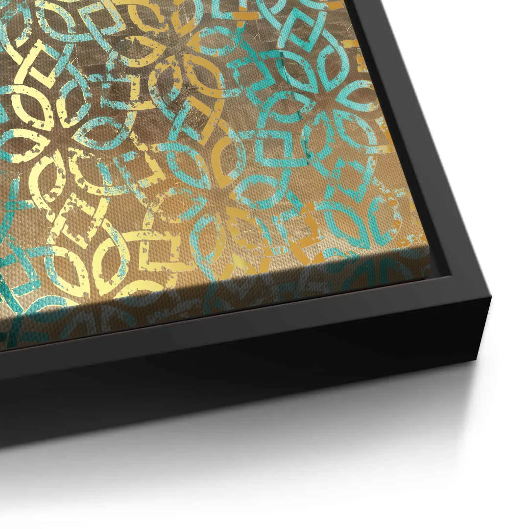 Gold Teal Pattern - Canvas - Jasmineart.ae