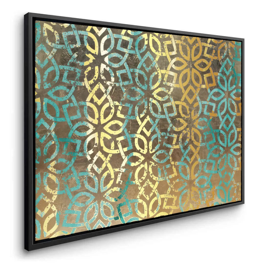 Gold Teal Pattern - Canvas - Jasmineart.ae