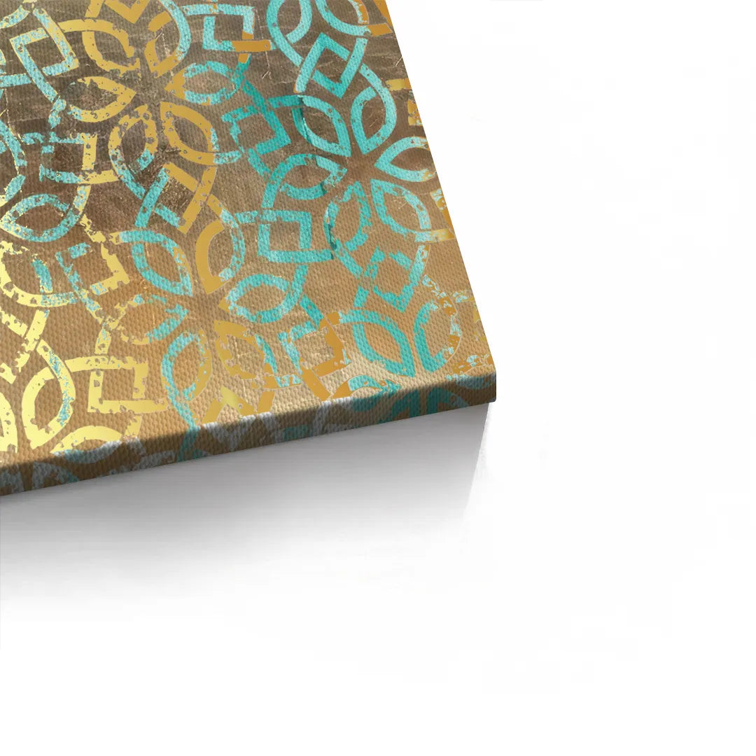 Gold Teal Pattern - Canvas - Jasmineart.ae