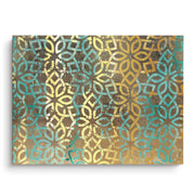 Gold Teal Pattern - Canvas - Jasmineart.ae