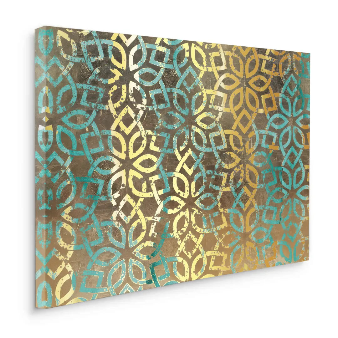 Gold Teal Pattern - Canvas - Jasmineart.ae