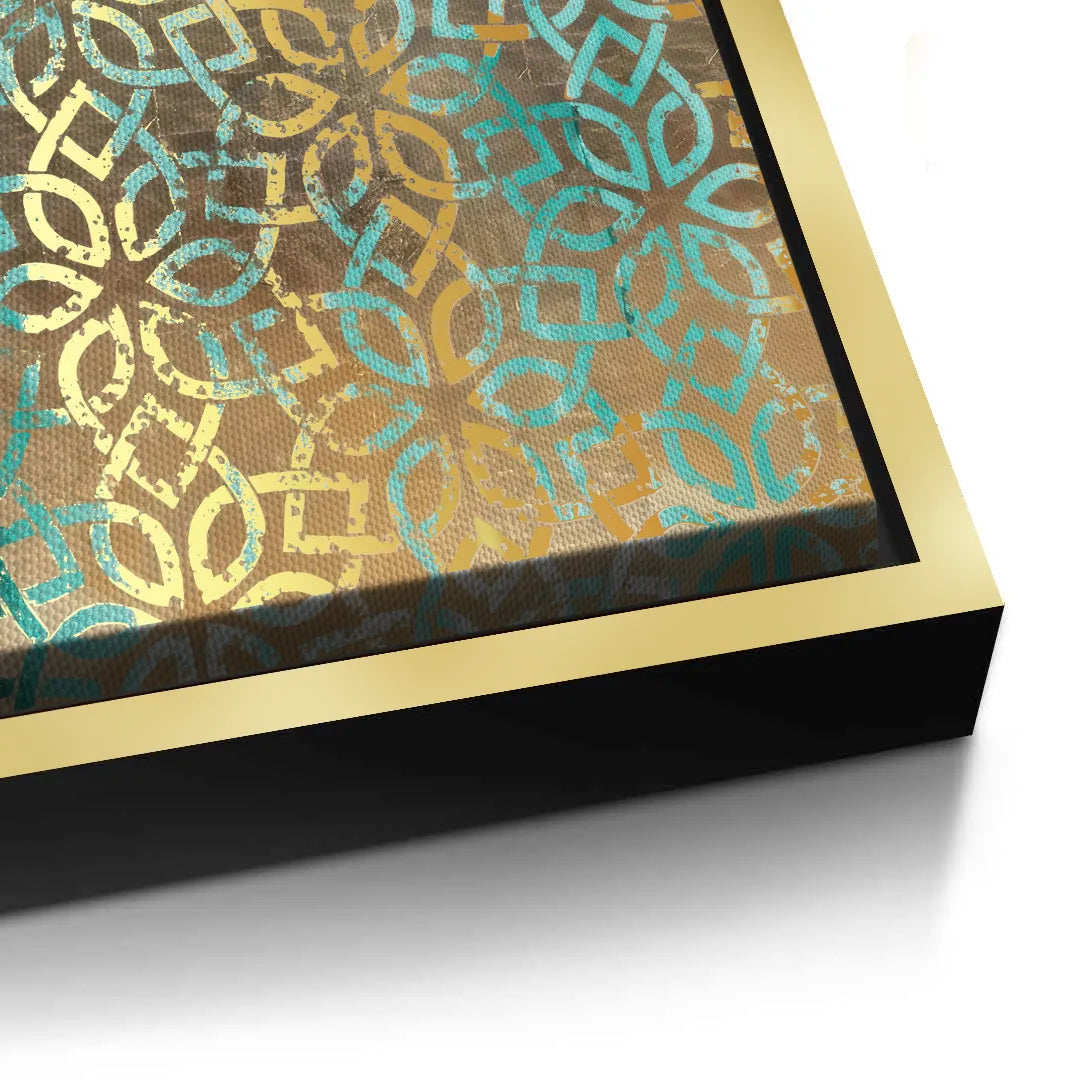 Gold Teal Pattern - Canvas - Jasmineart.ae