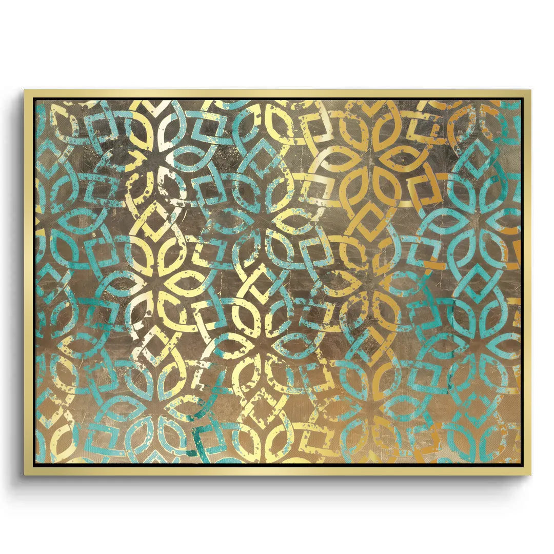 Gold Teal Pattern - Canvas - Jasmineart.ae