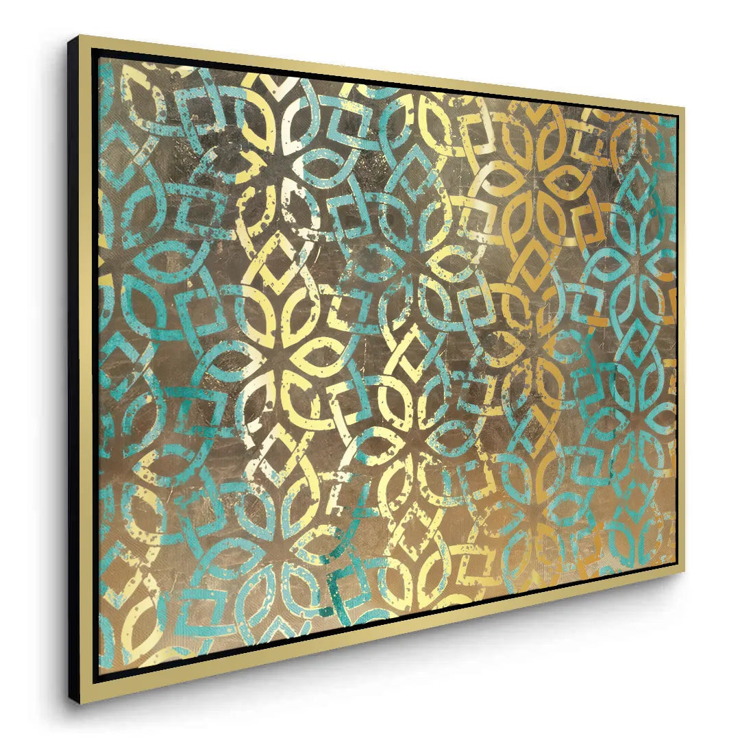 Gold Teal Pattern - Canvas - Jasmineart.ae