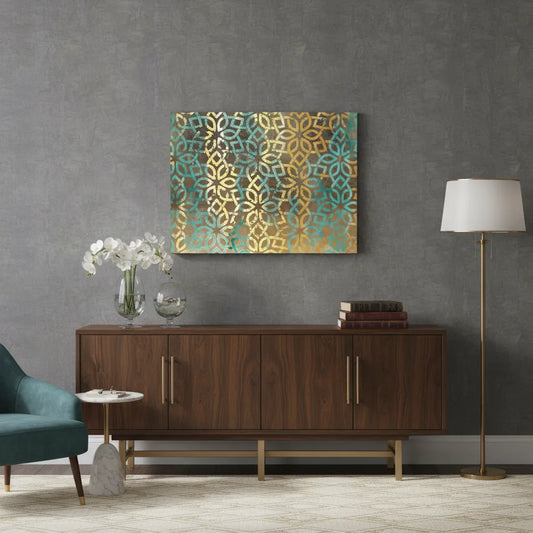 Gold Teal Pattern - Canvas