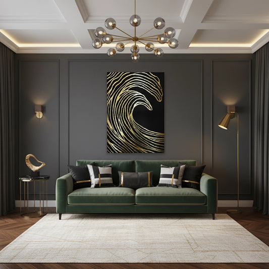 Gold Wave Abstract - Canvas