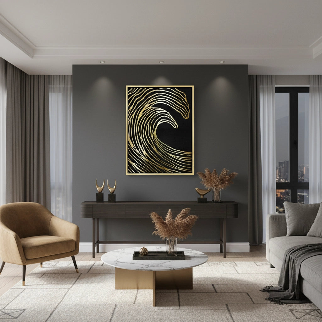 2Gold Wave Abstract - Canvas