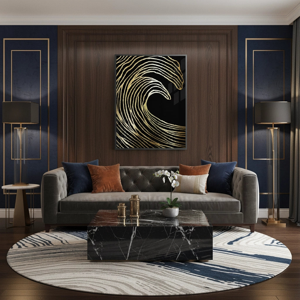 Gold Wave Abstract - Fine Art - Jasmineart.ae