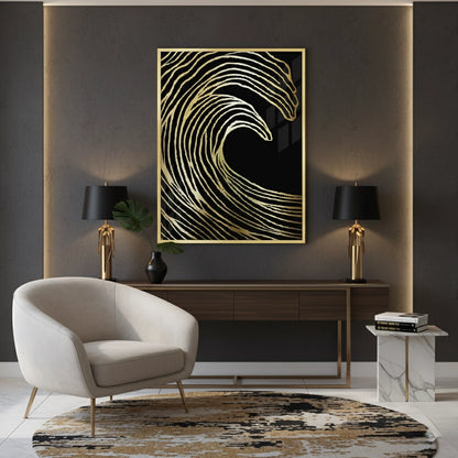 Gold Wave Abstract - Fine Art
