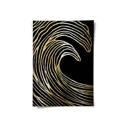 Gold Wave Abstract - Poster