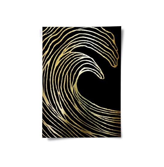 Gold Wave Abstract - Poster