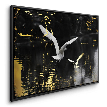 Gold and White Heron - Canvas