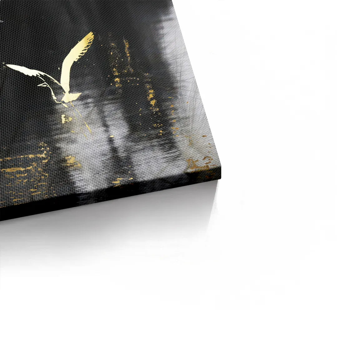 Gold and White Heron - Canvas - Jasmineart.ae