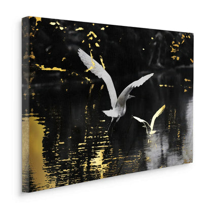Gold and White Heron - Canvas