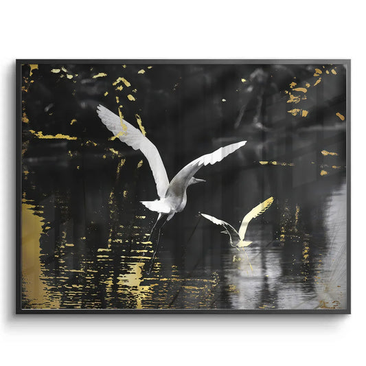 Gold and White Heron - Fine Art