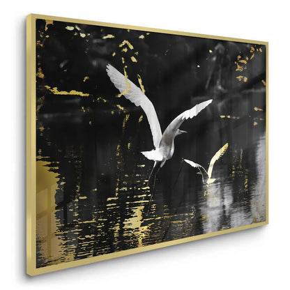 Gold and White Heron - Fine Art