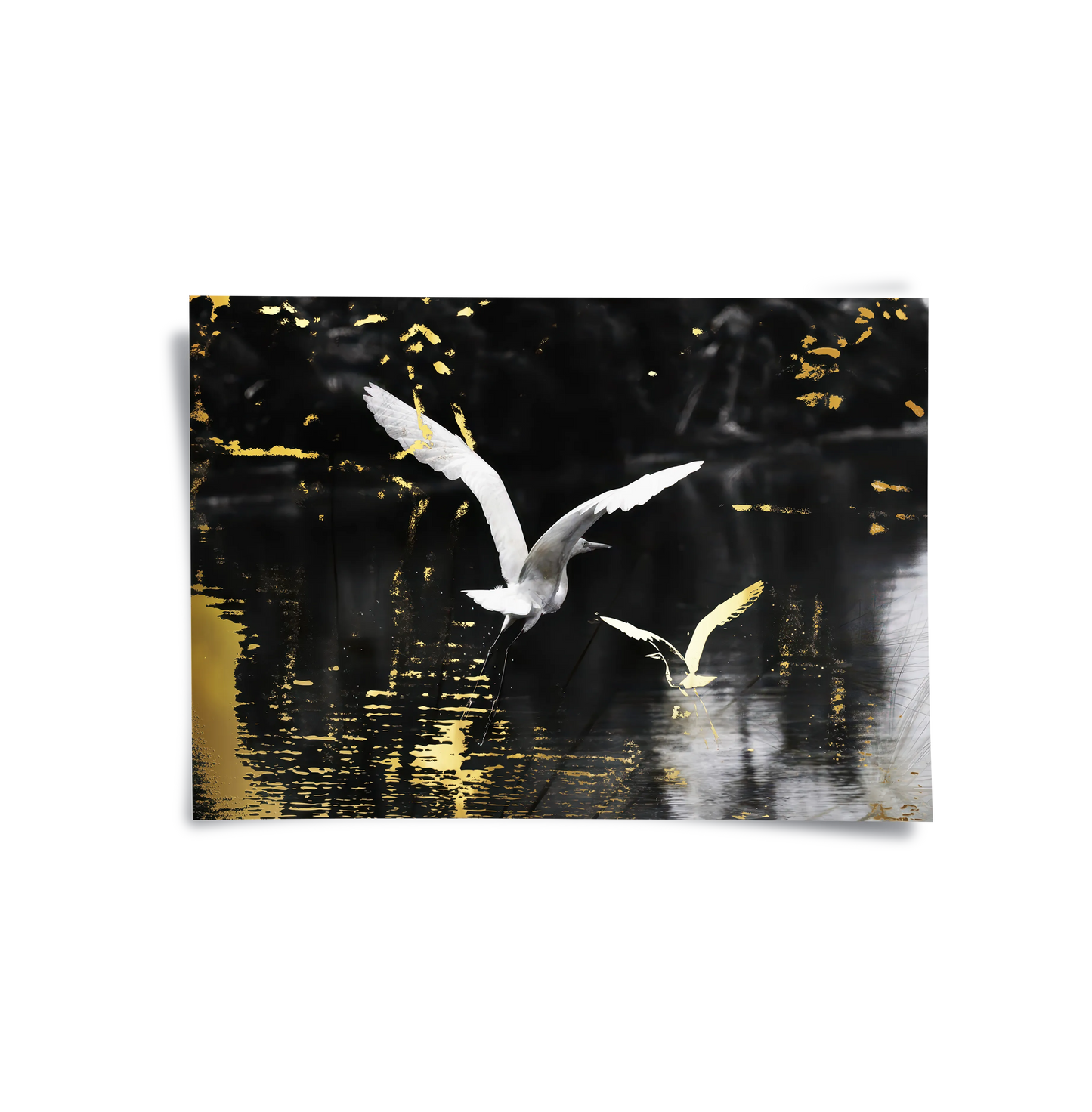 2Gold and White Heron - Poster